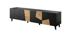 craft spintele - TV staliukas Cama Meble ETNA, juodas (Black Matt)/ąžuolas (Oak Craft), 200 cm x 42 cm x 52 cm - 1 nuotrauka