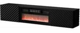 elektrinis stalo 180 - TV staliukas Cama Meble Onda, juodas (Black), 180 cm x 40 cm x 39 cm, su elektriniu židiniu - 1 nuotrauka