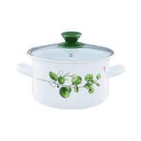 Emaliuotas puodas su dangčiu Eukaliptus 16 cm 2 l EMALIA OLKUSZ