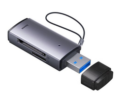 Baseus Lite Series SD/TF atminties kortelių skaitytuvas, USB (pilkas)