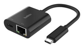 usb c 100w laidas - Belkin USB-C Ethernet Adapter 100W PD Juodas (Black) - 2 nuotrauka