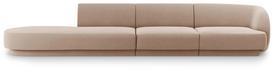 Sofa Micadoni Home Miley Velvet, šviesiai ruda, kairinė, 302 x 85 cm x 74 cm