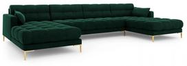 Sofa Micadoni Home Mamaia Velvet Panoramic, tamsiai žalia, 383 x 185 cm x 75 cm