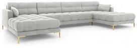 Sofa Micadoni Home Mamaia Velvet Panoramic, sidabro, 383 x 185 cm x 75 cm