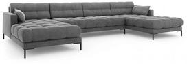 Sofa Micadoni Home Mamaia Velvet Panoramic, šviesiai pilka, 383 x 185 cm x 75 cm