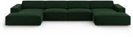 Sofa Micadoni Home Jodie Velvet Panoramic 6 Seats, tamsiai žalia, 364 x 166 cm x 70 cm