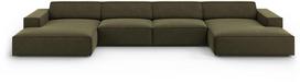 Sofa Micadoni Home Jodie Velvet Panoramic 6 Seats, žalia, 364 x 166 cm x 70 cm