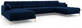 Sofa Micadoni Home Mamaia Velvet Panoramic, mėlyna, 383 x 185 cm x 75 cm