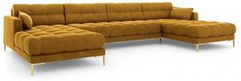 Sofa Micadoni Home Mamaia Velvet Panoramic, geltona, 383 x 185 cm x 75 cm