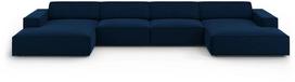 Sofa Micadoni Home Jodie Velvet Panoramic 6 Seats, tamsiai mėlyna, 364 x 166 cm x 70 cm