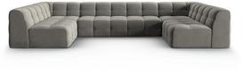 Sofa Micadoni Home Kendal Velvet Panoramic 7 Seats, tamsiai pilka, 372 x 203 cm x 79 cm