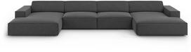 Sofa Micadoni Home Jodie Velvet Panoramic 6 Seats, pilka, 364 x 166 cm x 70 cm