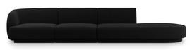 Sofa Micadoni Home Miley Velvet, juoda, dešininė, 302 x 85 cm x 74 cm