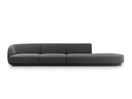 sofa micadoni home - Sofa Micadoni Home Miley Velvet 4 Seats, pilka, dešininė, 302 x 85 cm x 74 cm - 2 nuotrauka