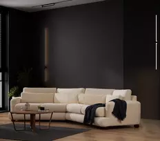 upes smelis - Sofa Hanah Home River 4, šviesiai ruda, dešininė, 105 x 330 cm x 90 cm - 2 nuotrauka