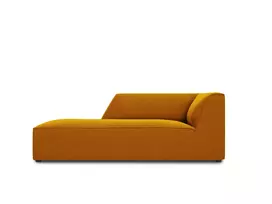 sezlongas - Sofa Micadoni Home Ruby Velvet Chaise Longue, geltona, kairinė, 181 x 93 cm x 69 cm - 2 nuotrauka