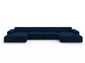 jodo - Sofa Micadoni Home Jodie Velvet Panoramic 6 Seats, tamsiai mėlyna, 364 x 166 cm x 70 cm - 2 nuotrauka