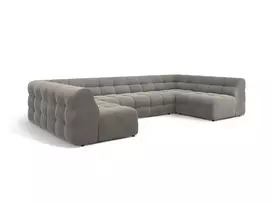 u u 7 u u - Sofa Micadoni Home Kendal Velvet Panoramic 7 Seats, tamsiai pilka, 372 x 203 cm x 79 cm - 2 nuotrauka