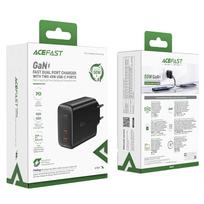 ikroviklis usb c 50w - Acefast A29 PD50W GaN 2x USB-C Sieninis įkroviklis Juodas (Black) - 2 nuotrauka