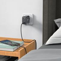 ikroviklis usb c 50w - Acefast A29 PD50W GaN 2x USB-C Sieninis įkroviklis Juodas (Black) - 5 nuotrauka