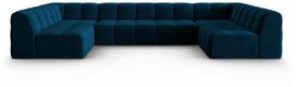 Sofa Micadoni Home Kendal Velvet Panoramic 7 Seats, tamsiai mėlyna, 372 x 203 cm x 79 cm