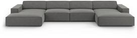 Sofa Micadoni Home Jodie Velvet Panoramic 6 Seats, šviesiai pilka, 364 x 166 cm x 70 cm