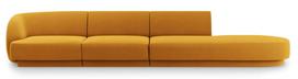 Sofa Micadoni Home Miley Velvet, geltona, dešininė, 302 x 85 cm x 74 cm