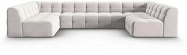 Sofa Micadoni Home Kendal Velvet Panoramic 7 Seats, šviesiai pilka, 372 x 203 cm x 79 cm