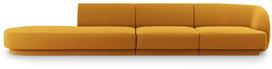 Sofa Micadoni Home Miley Velvet, geltona, kairinė, 302 x 85 cm x 74 cm