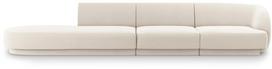 Sofa Micadoni Home Miley Velvet, kreminė/smėlio, kairinė, 302 x 85 cm x 74 cm