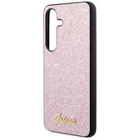 telefono deklas s24 - Guess "Glitter Script Case for Samsung Galaxy S24" Rožinis (Pink) - 4 nuotrauka