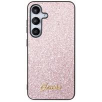 telefono deklas s24 - Guess "Glitter Script Case for Samsung Galaxy S24" Rožinis (Pink) - 6 nuotrauka