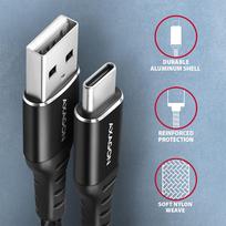 type c to type c laidas 2m - Axagon Data and charging USB 2.0 cable length 2 m. 3A. Black braided. - 3 nuotrauka