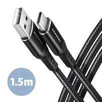 Axagon Data and charging USB 2.0 cable length 1.5 m. 3A. Black braided.