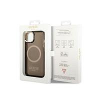 iphone 7 deklas - Guess "Gold Outline Translucent MagSafe Case for iPhone 14 Plus" Juodas (Black) - 1 nuotrauka