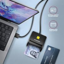 smart card skaitytuvas - Axagon CRE-SM3N Kompaktiškas USB kontaktinis išmaniųjų/ID kortelių skaitytuvas Juodas (Black) - 2 nuotrauka
