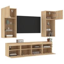 vidaXL Sieninė TV sekcija su LED, ąžuolo (Oak), 5 dalių
