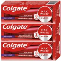 colgate max white - Colgate Max White Ultra Protect balinamoji dantų pasta, 3 x 50 ml - 1 nuotrauka