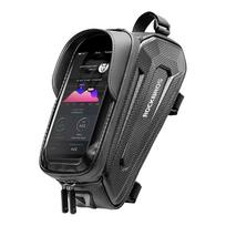 dviracio sarvas - Rockbros B68-1 dviračio rėmo krepšys su telefono kišene, 1,7 l, juodas (Black) - 2 nuotrauka