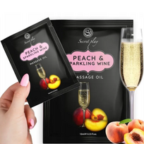 aliejus masazui - Masažo aliejus "Peach & Sparkling Wine" Secret Play 10 ml - 2 nuotrauka