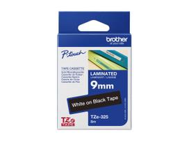 balta lipni juosta - Brother | TZe-325 Laminated Tape | White on Black | TZe | 8 m | 9 cm | TZE325 - 2 nuotrauka