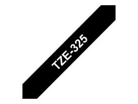 balta lipni juosta - Brother | TZe-325 Laminated Tape | White on Black | TZe | 8 m | 9 cm | TZE325 - 3 nuotrauka