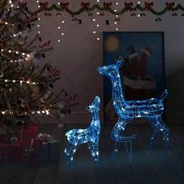 Kalėdinė dekoracija elnių šeima, akrilas, 160 mėlynų LED, FPRVXL329791