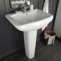 vidaXL Laisvai past. praustuvas su koja, baltas (White), 580x470x200 mm, ker.