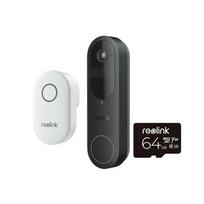 duru skambutis ismanusis - Reolink D340B Išmanusis durų skambutis su varpeliu ir 64 GB SD kortele Juodas (Black) - 2 nuotrauka