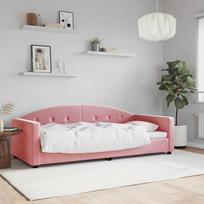 vidaXL Sofa-lova, rožinė (Pink), 90x200 cm, aksomas