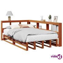 miegamo lovos 120 200 - vidaXL Lova su knygų lentyna be čiužinio, vaško ruda (Waxed Brown), 120x200 cm, pušis - 2 nuotrauka