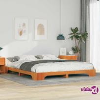 lova x 220 - vidaXL Grindų lovos rėmas su saugykla, ruda (Brown), 200x220 cm, pušies medienos masyvas - 2 nuotrauka