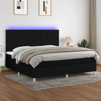 vidaXL Lova su spyruoklėmis ir čiužiniu, juoda (Black), 200x200 cm, audinys