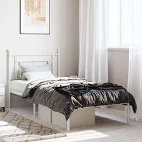 balta miegamojo lova - vidaXL Metalinis lovos rėmas su galvūgaliu, balta (White), 90x200 cm - 2 nuotrauka